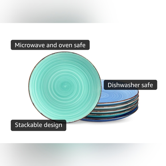 🆕Turquoise Ceramic Dinner Plates Set of 4 - Picture 4 of 15